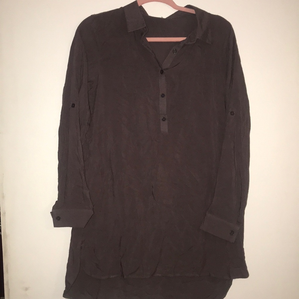 Purple gray button up oversized top